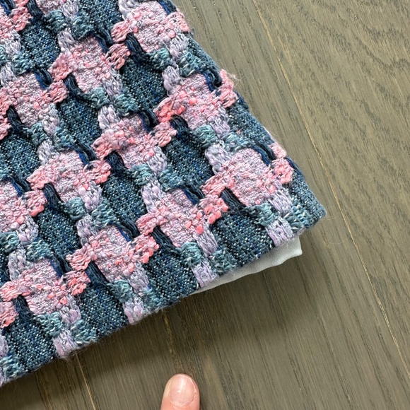 Sandro Amadora Dress Pink Blue Denim Trim Houndstooth Tweed Mini FR 36 US 4 - Picture 8 of 15